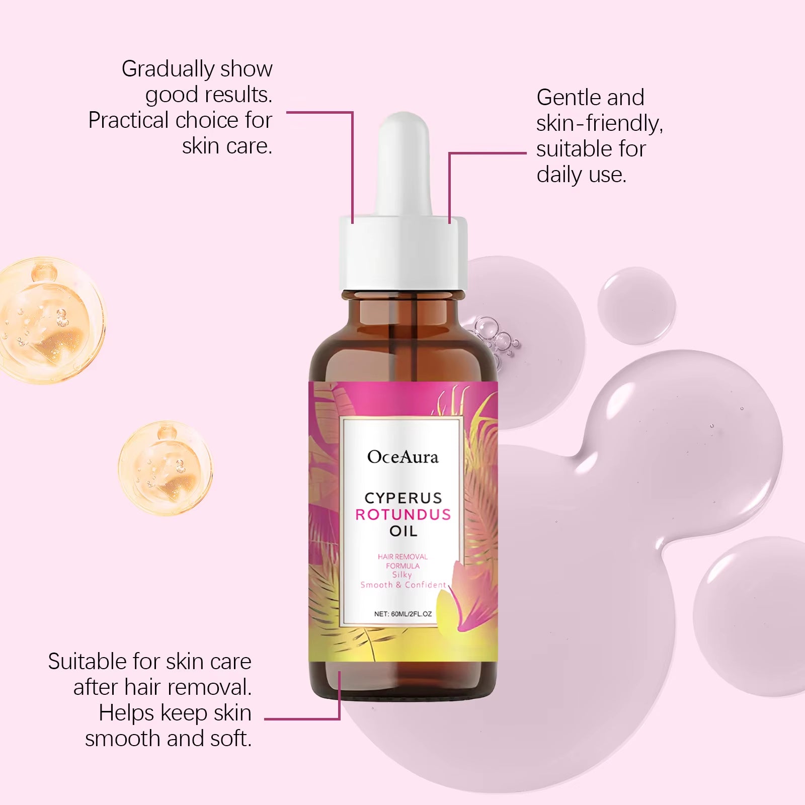 Cyperus Rotundus Oil for Hair Removal Moisturizing Soothing Skin Dryness Shrinks Pores Reducing Body Hair Growth after Shave Oil