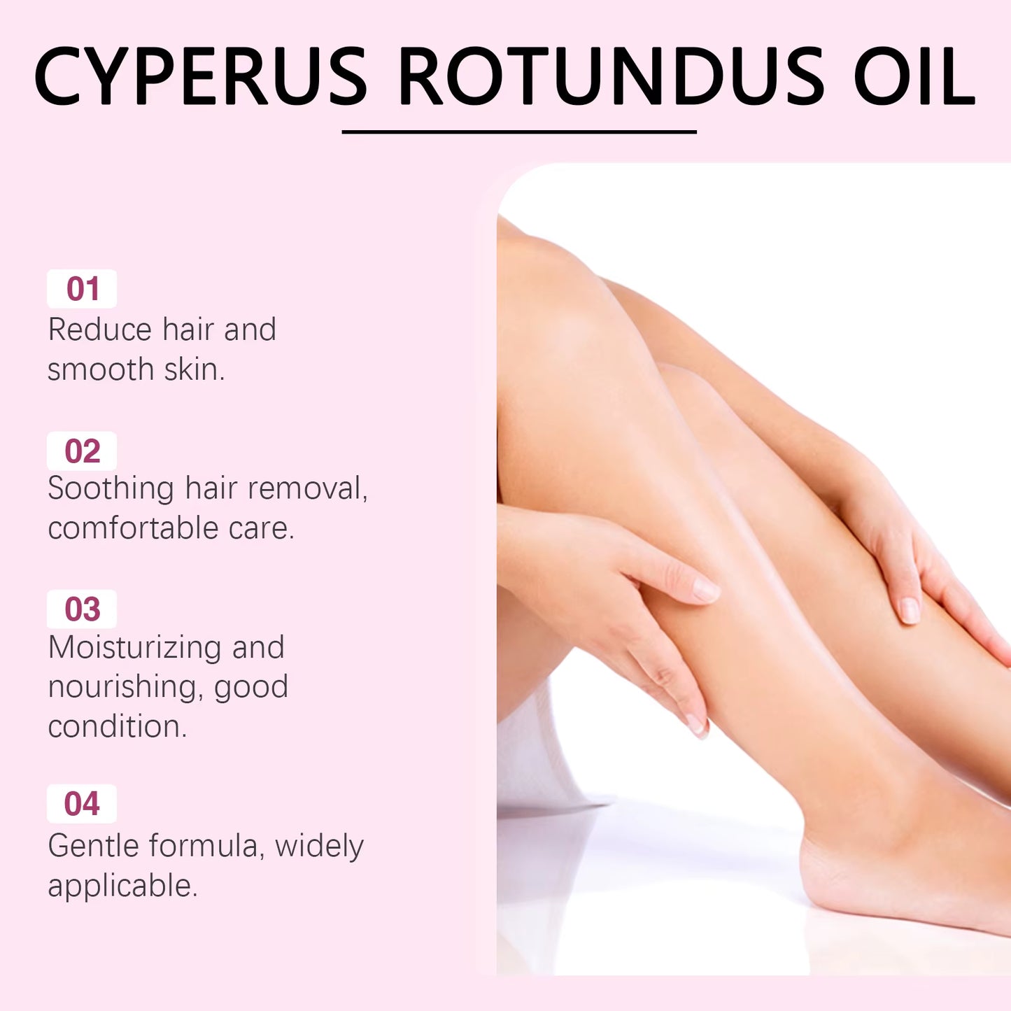 Cyperus Rotundus Oil for Hair Removal Moisturizing Soothing Skin Dryness Shrinks Pores Reducing Body Hair Growth after Shave Oil